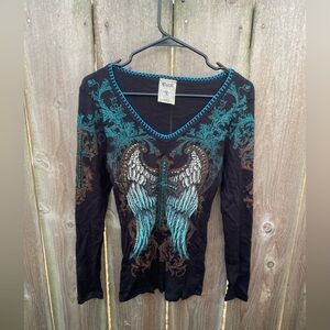 Vocal Angel Wing Cross Grunge Y2K Biker Western Small